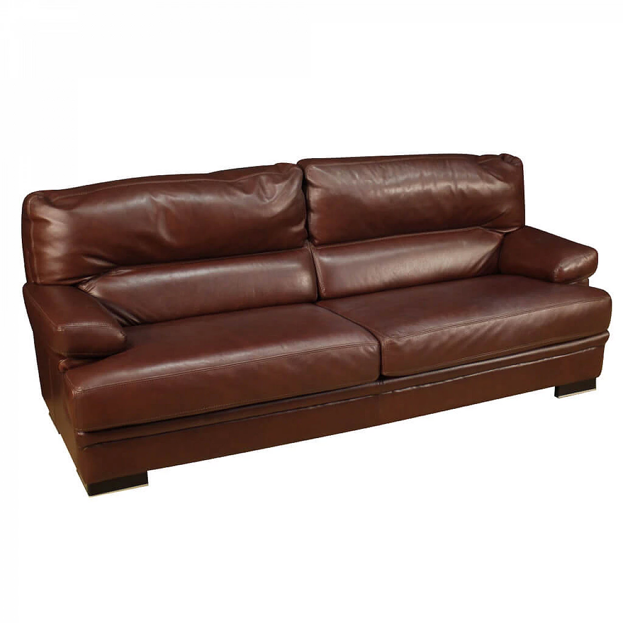 Grande divano rivestito in pelle, anni '80 1263592