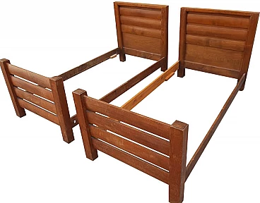 Pair of single beds in oak by Melchiorre Bega, 30s