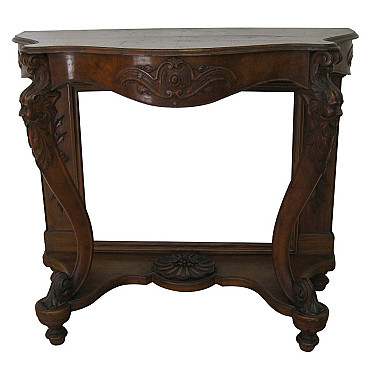Carved walnut console table, late 19th century