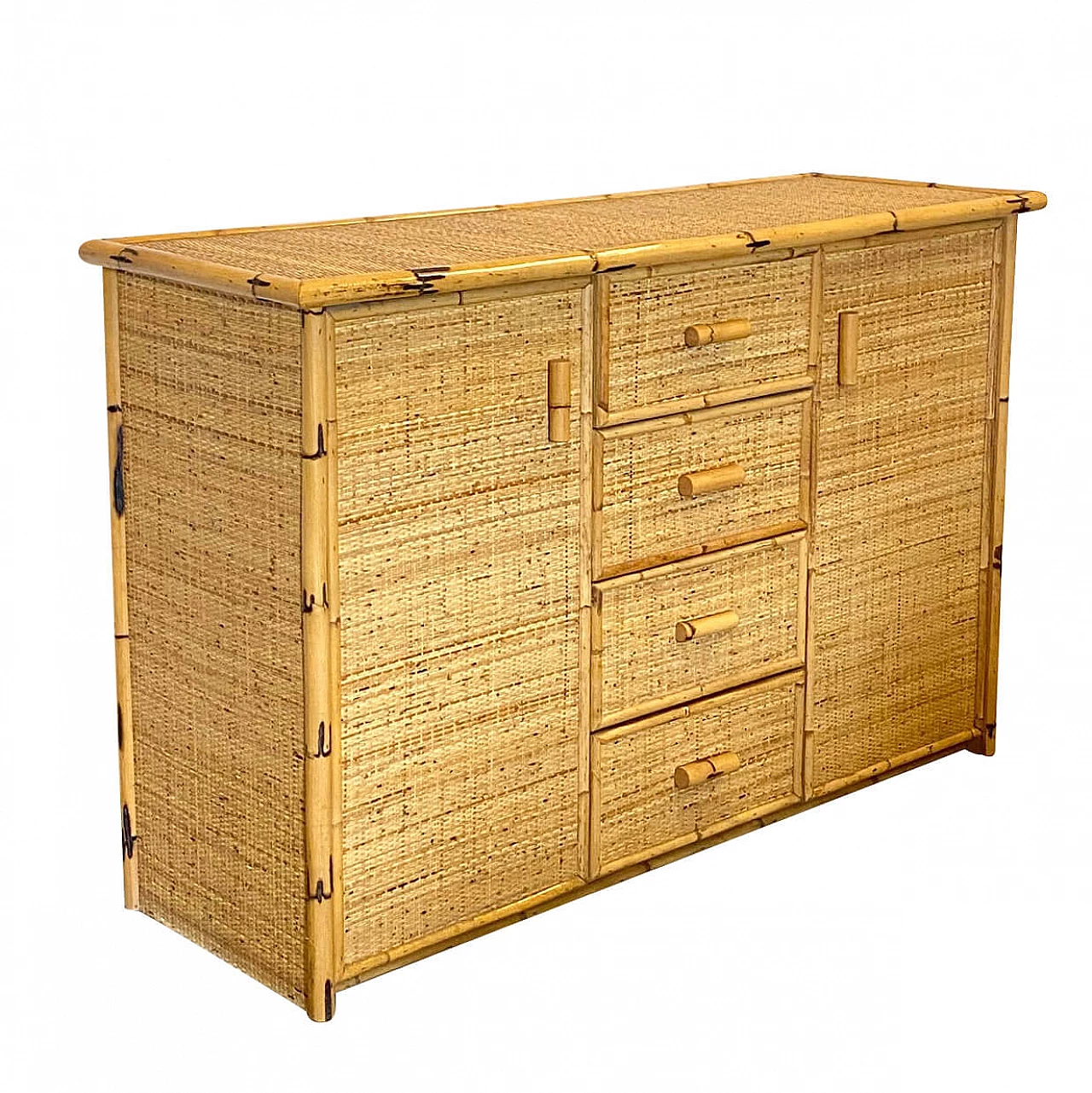 Credenza in bambù e vimini anni 70 1263673