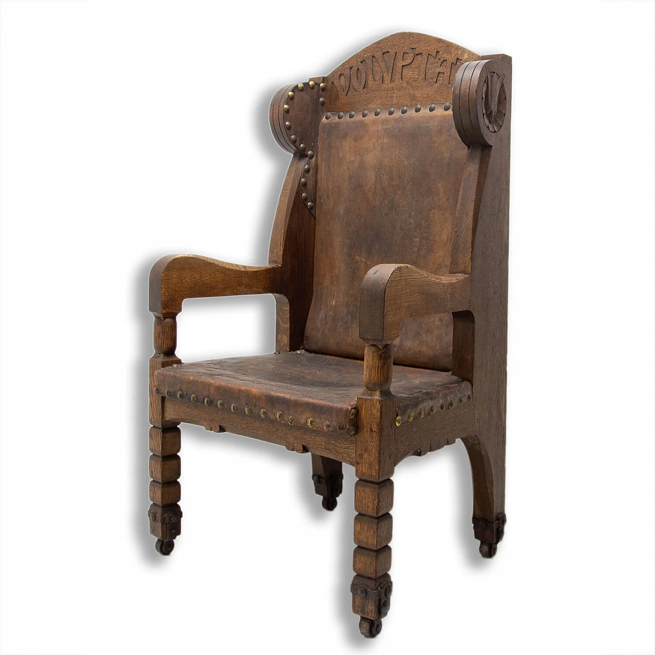Throne chair on wheels in medieval revival style, late 19th century 1263767