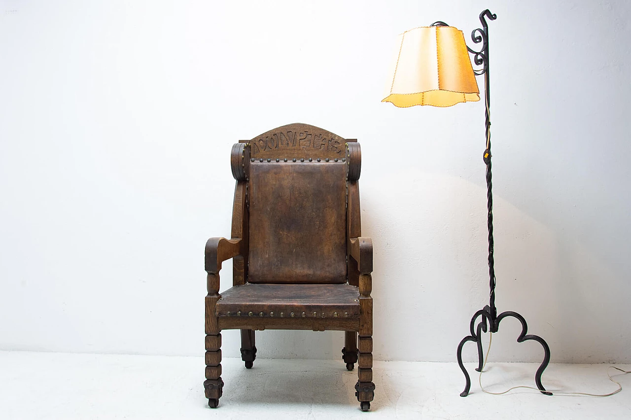 Throne chair on wheels in medieval revival style, late 19th century 1263768