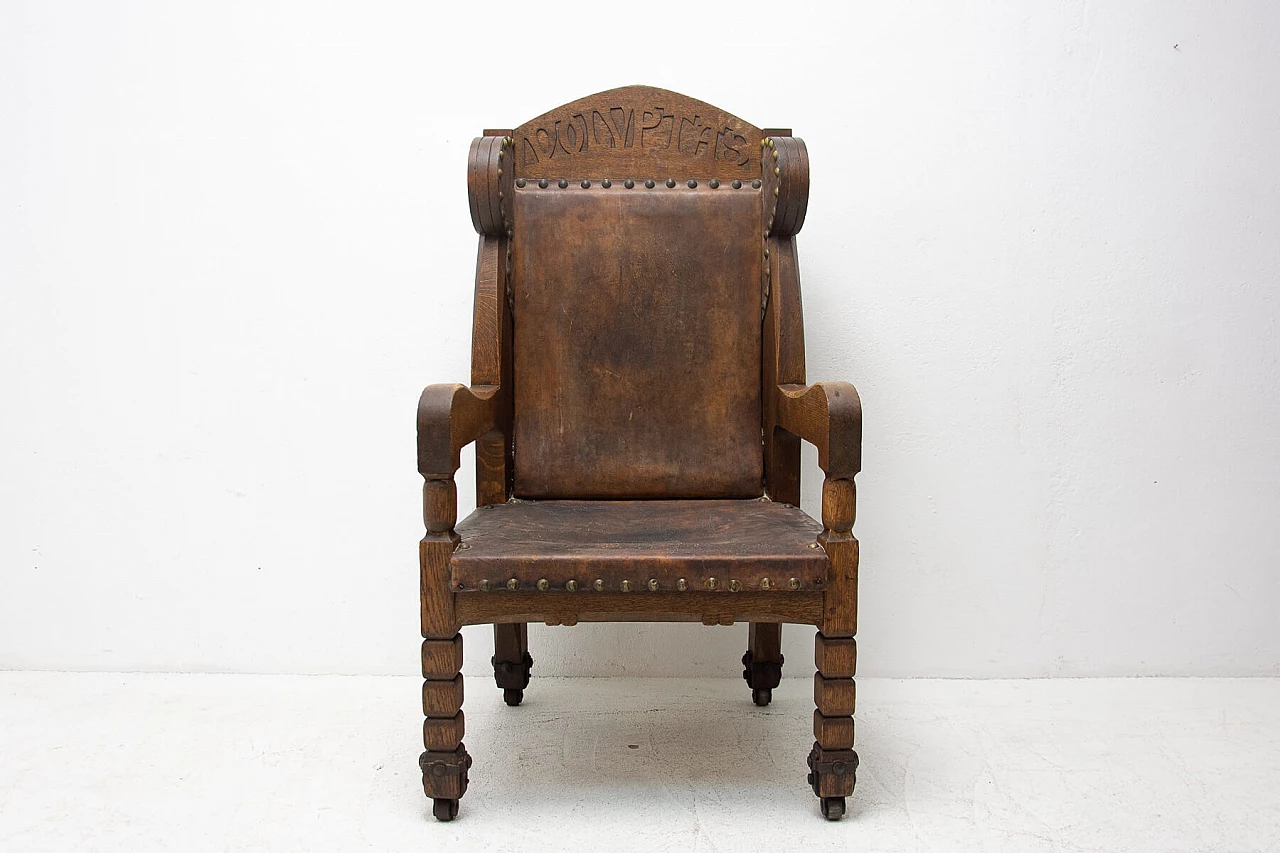 Throne chair on wheels in medieval revival style, late 19th century 1263769