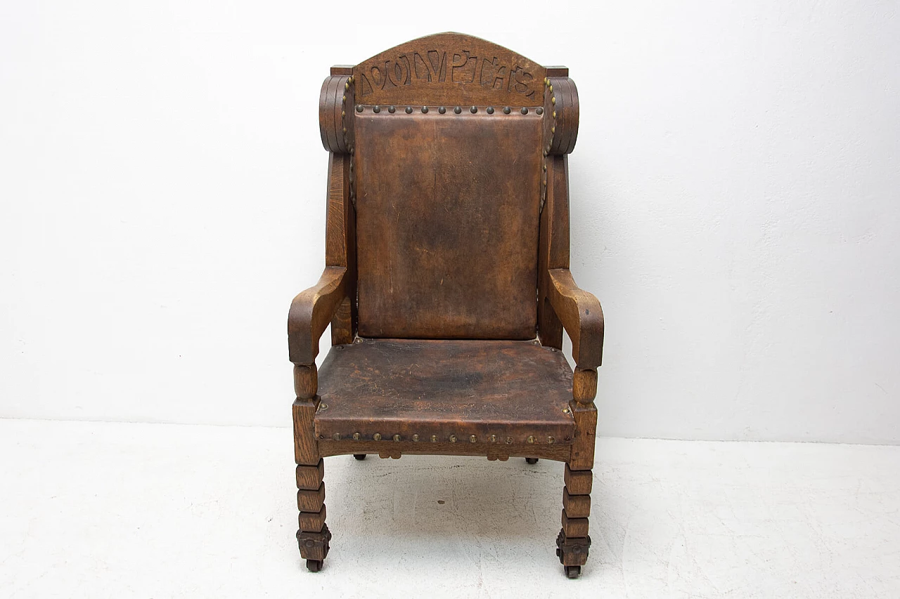 Throne chair on wheels in medieval revival style, late 19th century 1263770