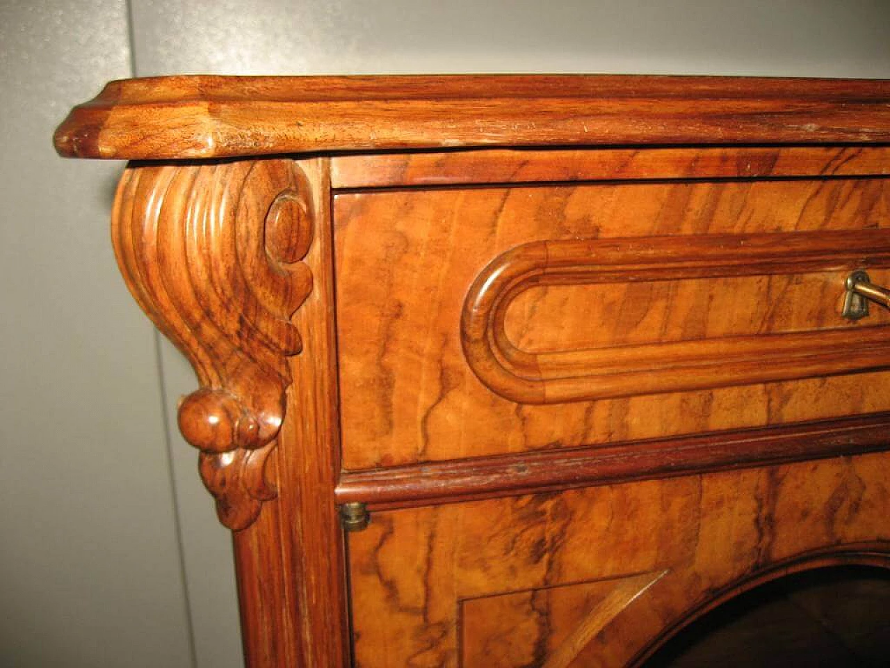 Credenza in radica di noce fiammata, fine '800 1264007