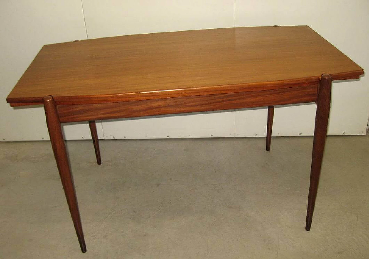 Tavolo allungabile impiallacciato in teak, anni '60 1264011