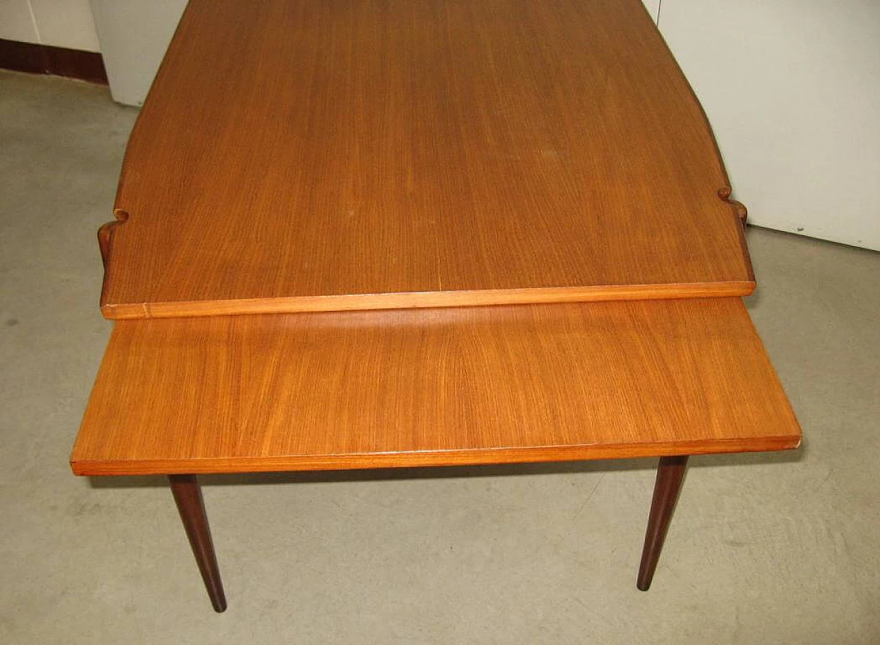 Tavolo allungabile impiallacciato in teak, anni '60 1264014
