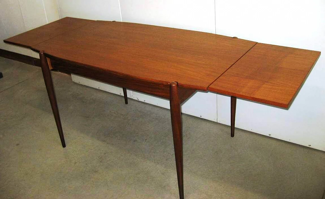Tavolo allungabile impiallacciato in teak, anni '60 1264017