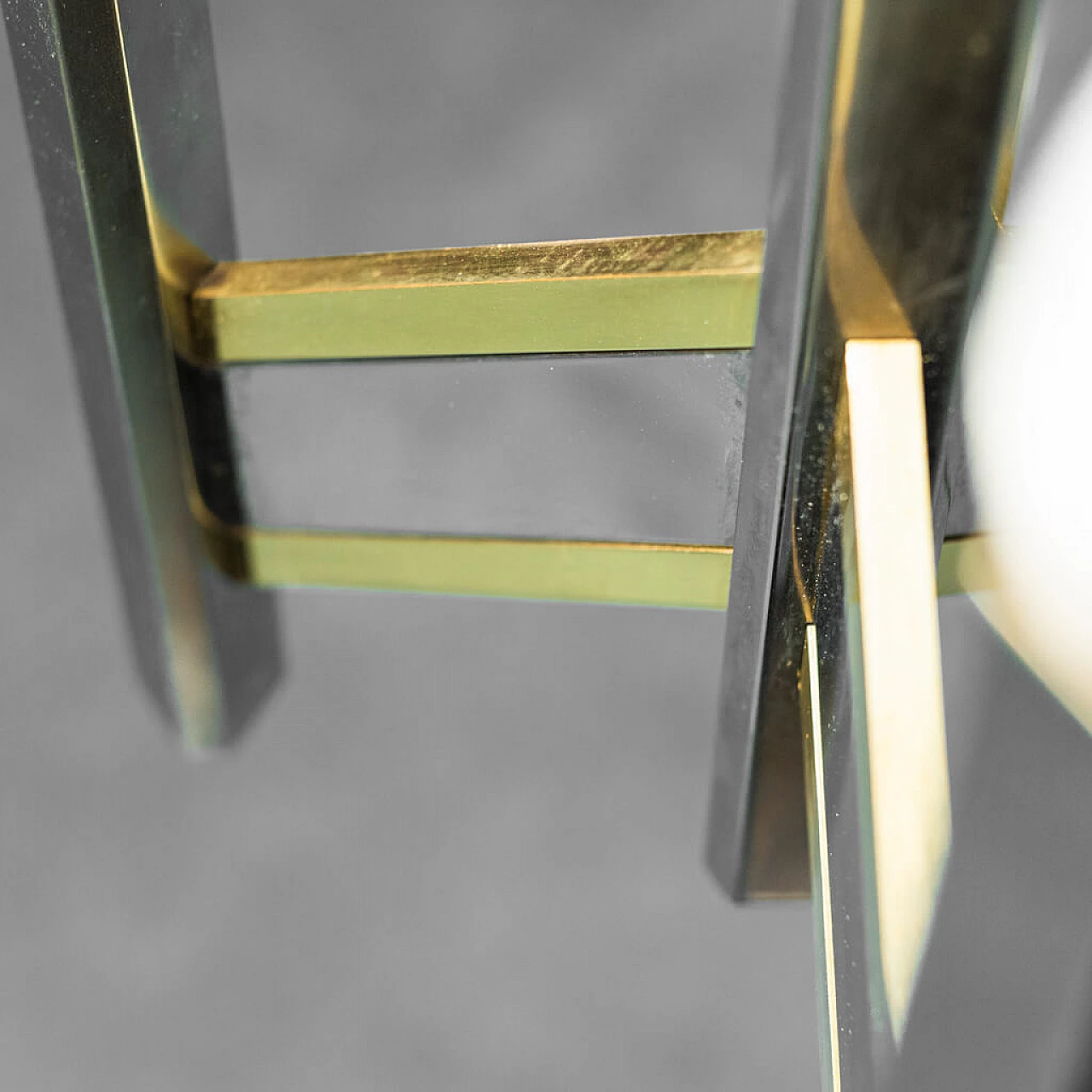 Chevron 3-light metal and brass chandelier by Sciolari, 70s 1264036