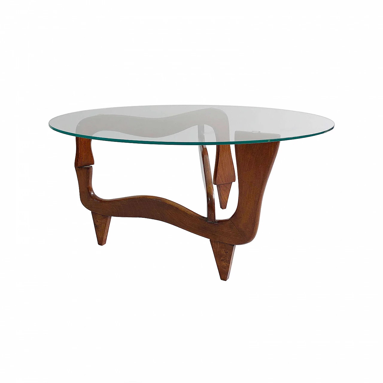 Teak and glass coffee table in the style of Noguchi, 50s 1264047