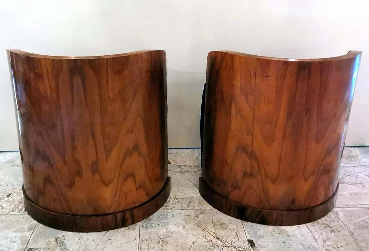 Pair of Art Deco walnut and velvet cockpit armchairs, 30s 1264399
