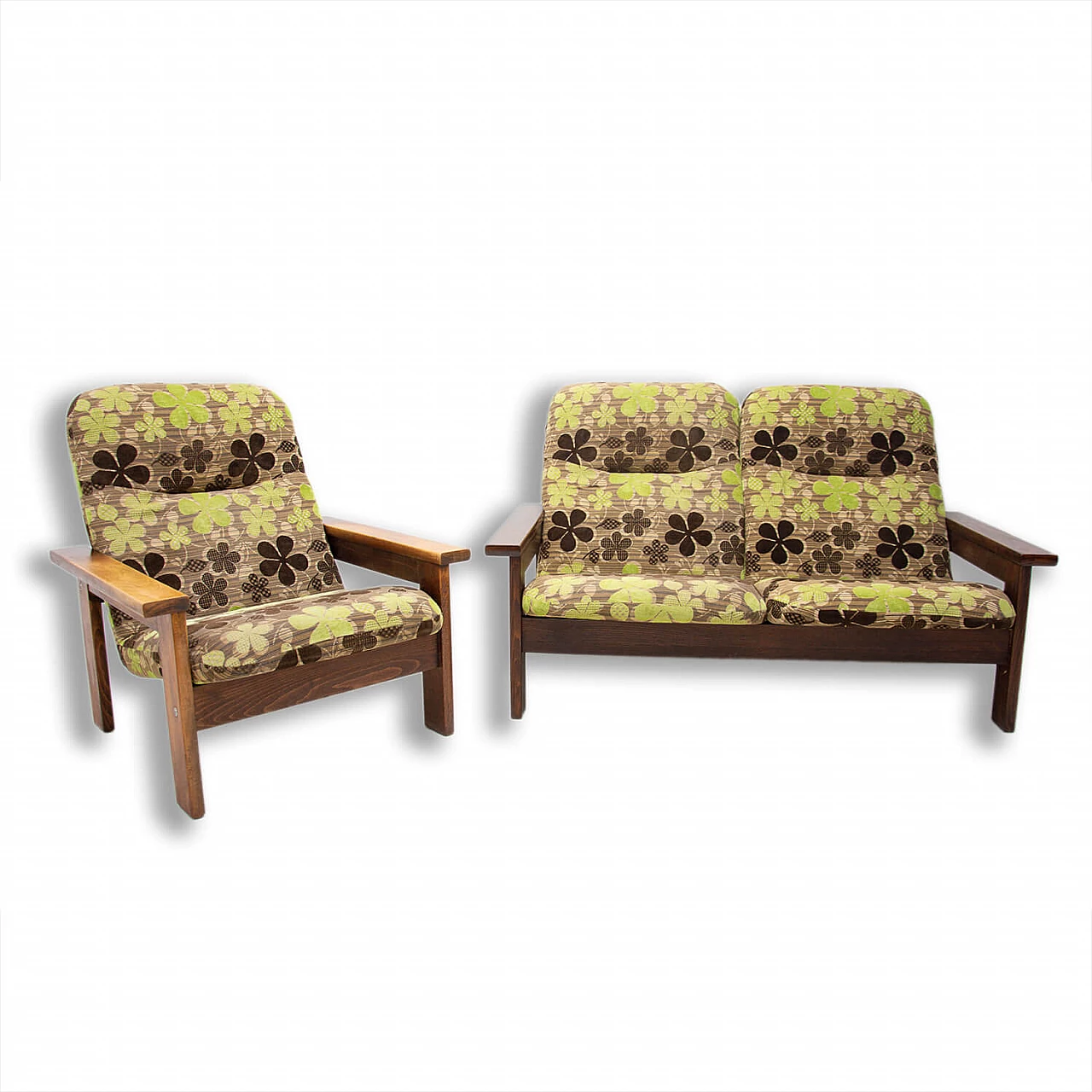 Divano a 2 posti e poltrona in stile scandinavo, anni '80 1264454