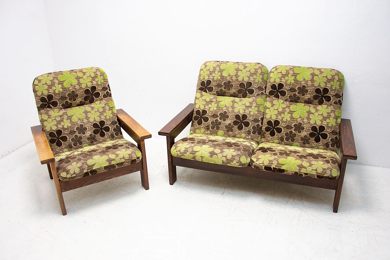 Divano a 2 posti e poltrona in stile scandinavo, anni '80 1264456