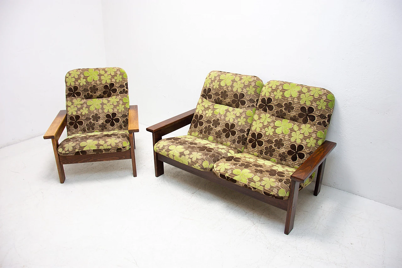 Divano a 2 posti e poltrona in stile scandinavo, anni '80 1264457