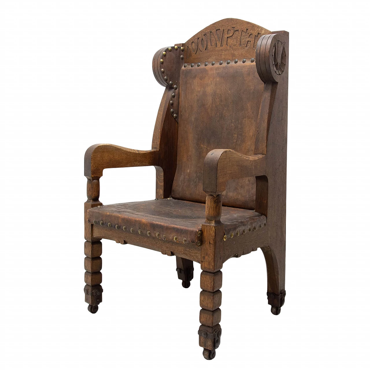 Throne chair on wheels in medieval revival style, late 19th century 1264596