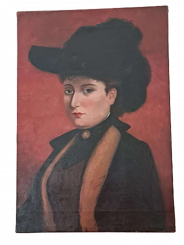 Ritratto di donna con cappello, '800
