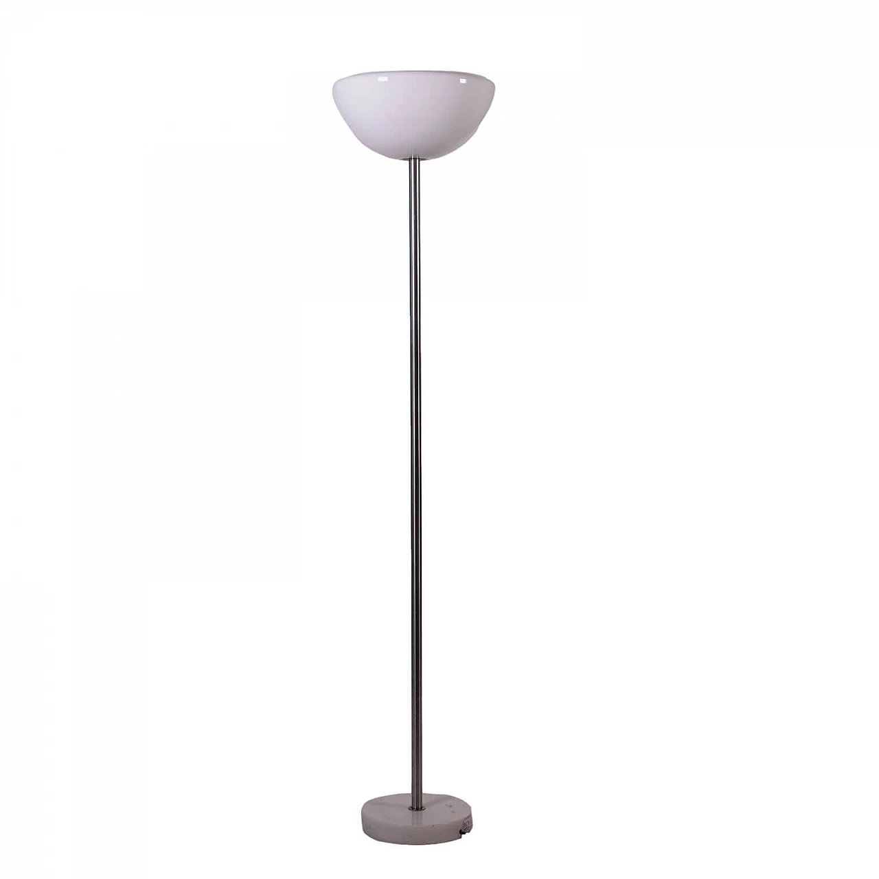 Lampada da terra Papavero in metallo cromato e vetro opalino con base in marmo di Achille e Pier Giacomo Castiglioni per Flos, anni '70 1265096