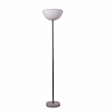 Papavero floor lamp in chromed metal and opaline glass with marble base by Achille and Pier Giacomo Castiglioni for Flos, 70s