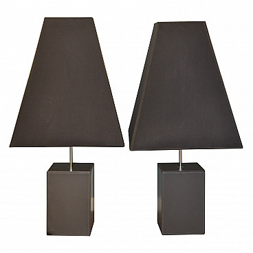 Pair of lamps with grey faux leather base, 50s