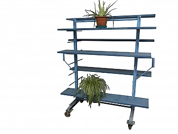 Industrial trolley with fir shelves, 70s