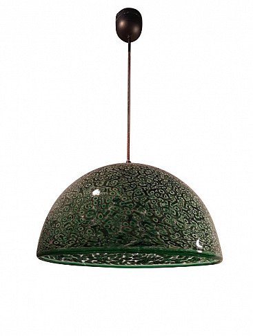 Neverrino pendant lamp in glass and iron by Gae Aulenti for Vistosi, 70s