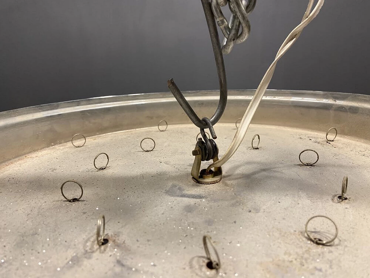 Lampadario in ottone e cromo di Sciolari, anni '60 1265981