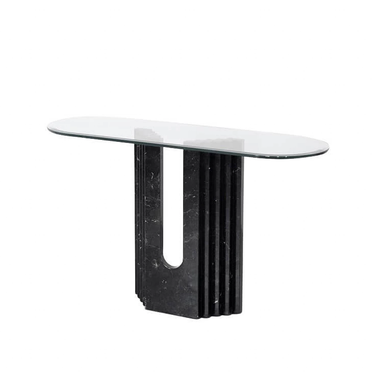 Console table in black Carrara marble and glass by Cattelan Italia, 80s 1266166