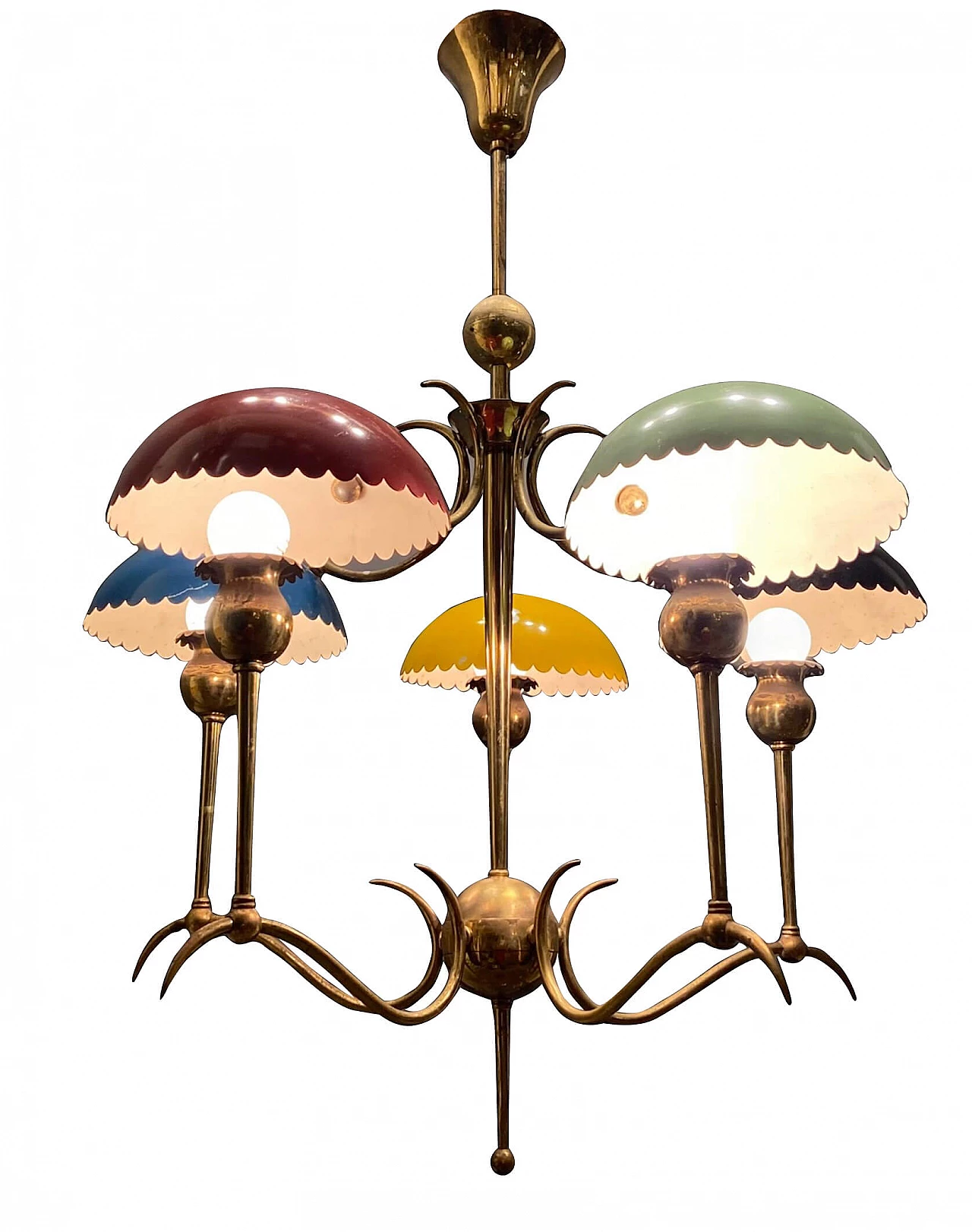 Multicoloured bronze chandelier in the style of Angelo Lelli, 50s 1266188