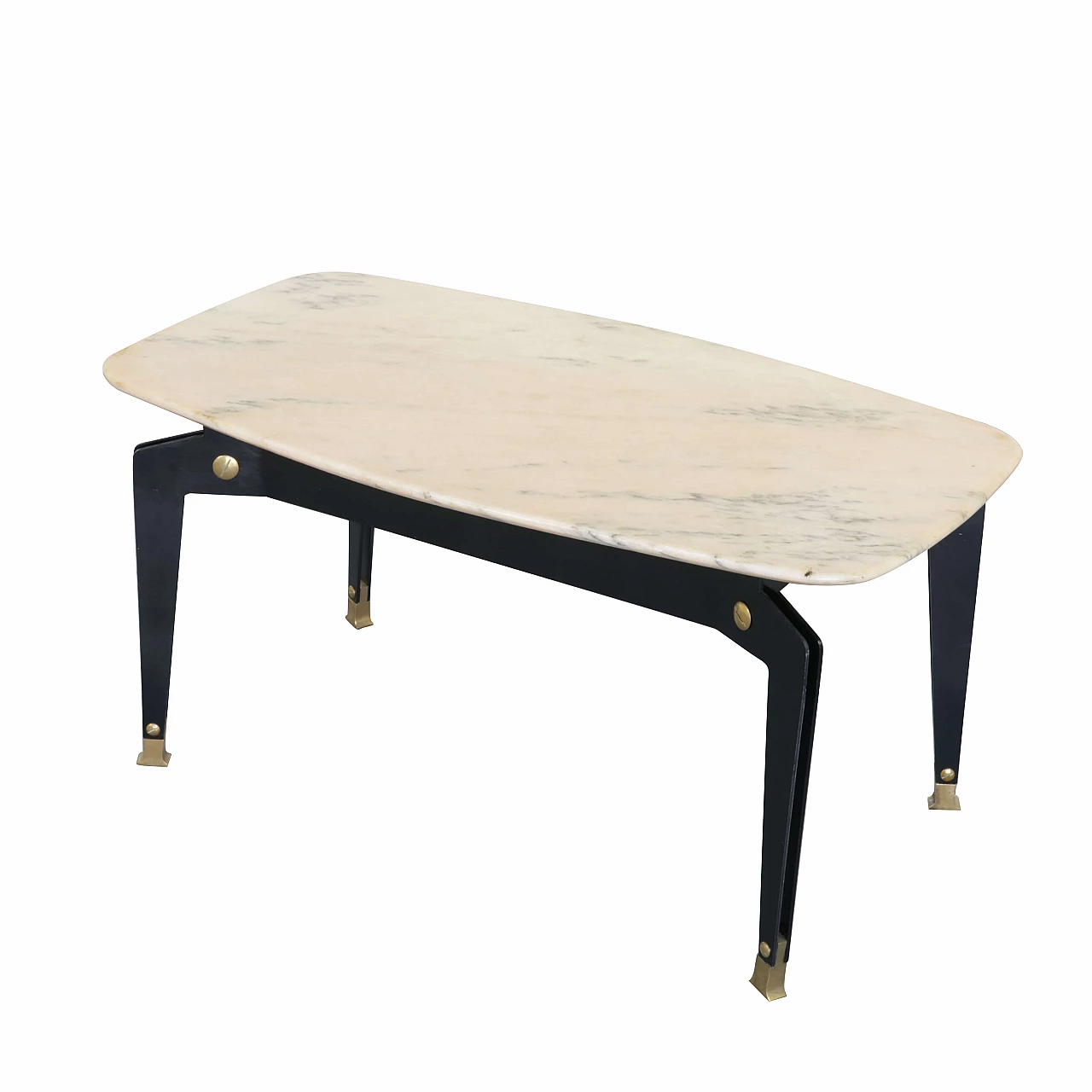 Coffee table with metal frame and pink marble top, 60s 1266481