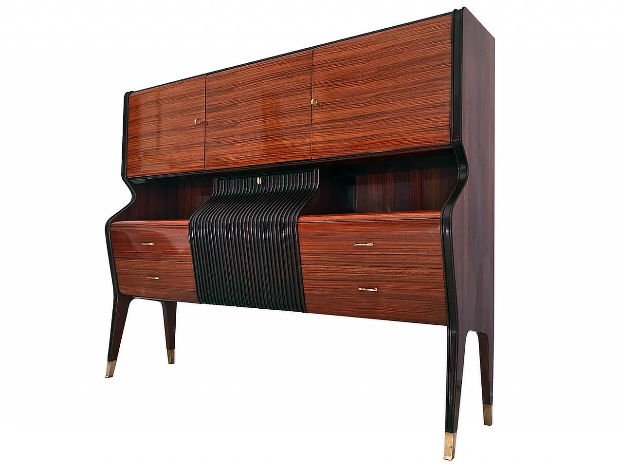 Credenza in legno con mobile bar di Osvaldo Borsani, anni '50 1266496