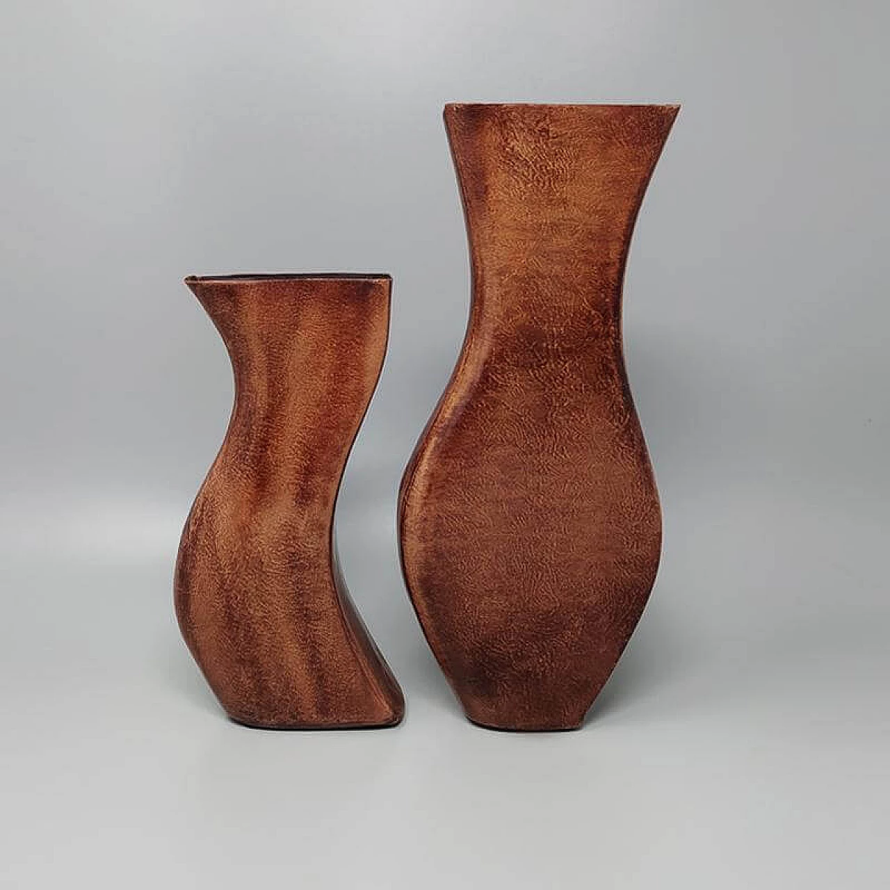 Pair of brown metal vases, 70s 1266541