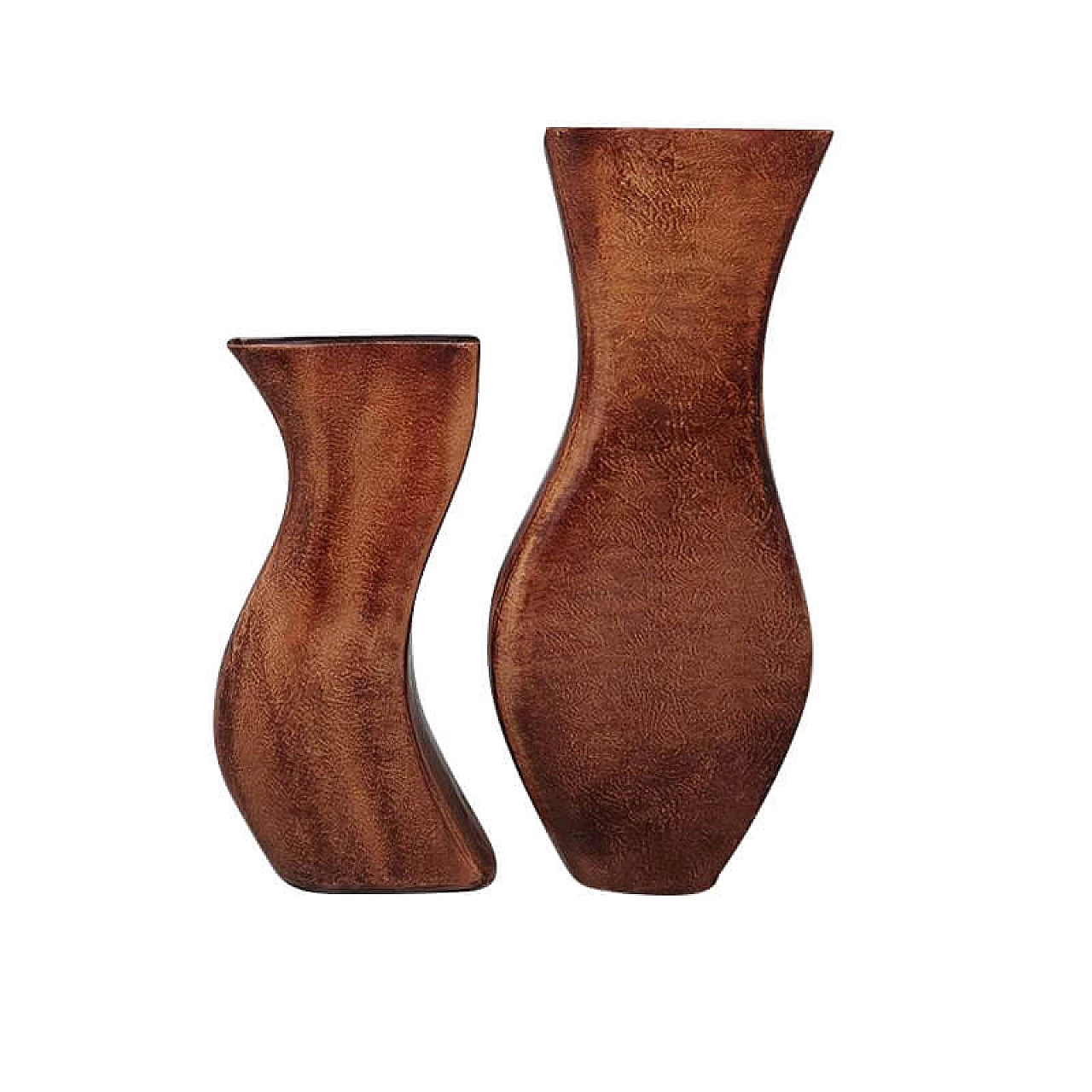 Pair of brown metal vases, 70s 1266549