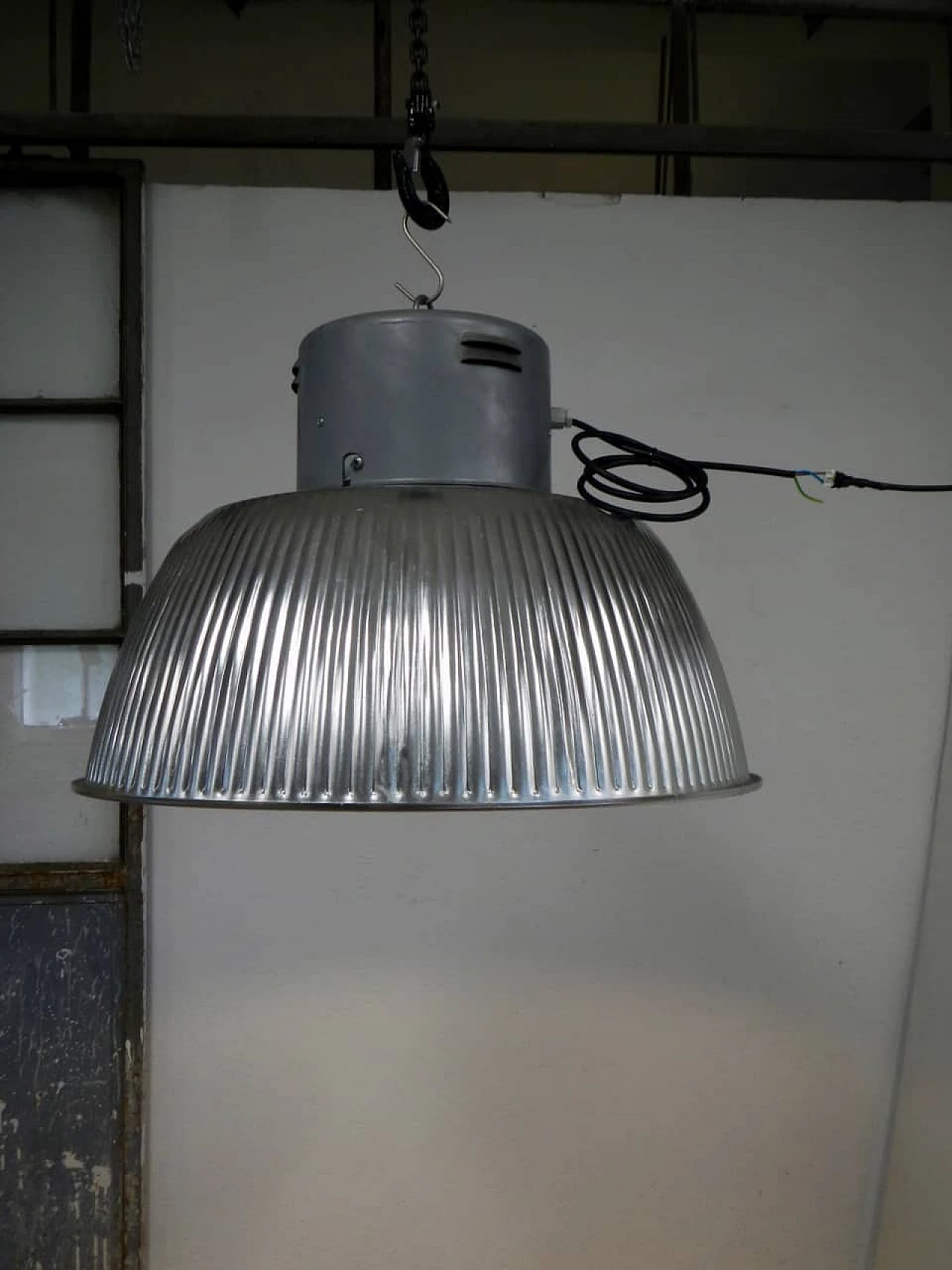 Ceramic and metal industrial lamp, 70s 1267024