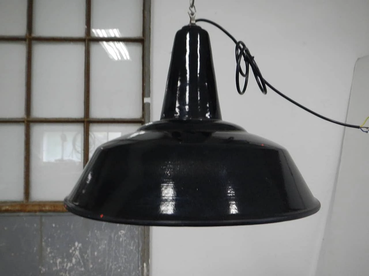 Ceramic and metal industrial lamp, 60s 1267031