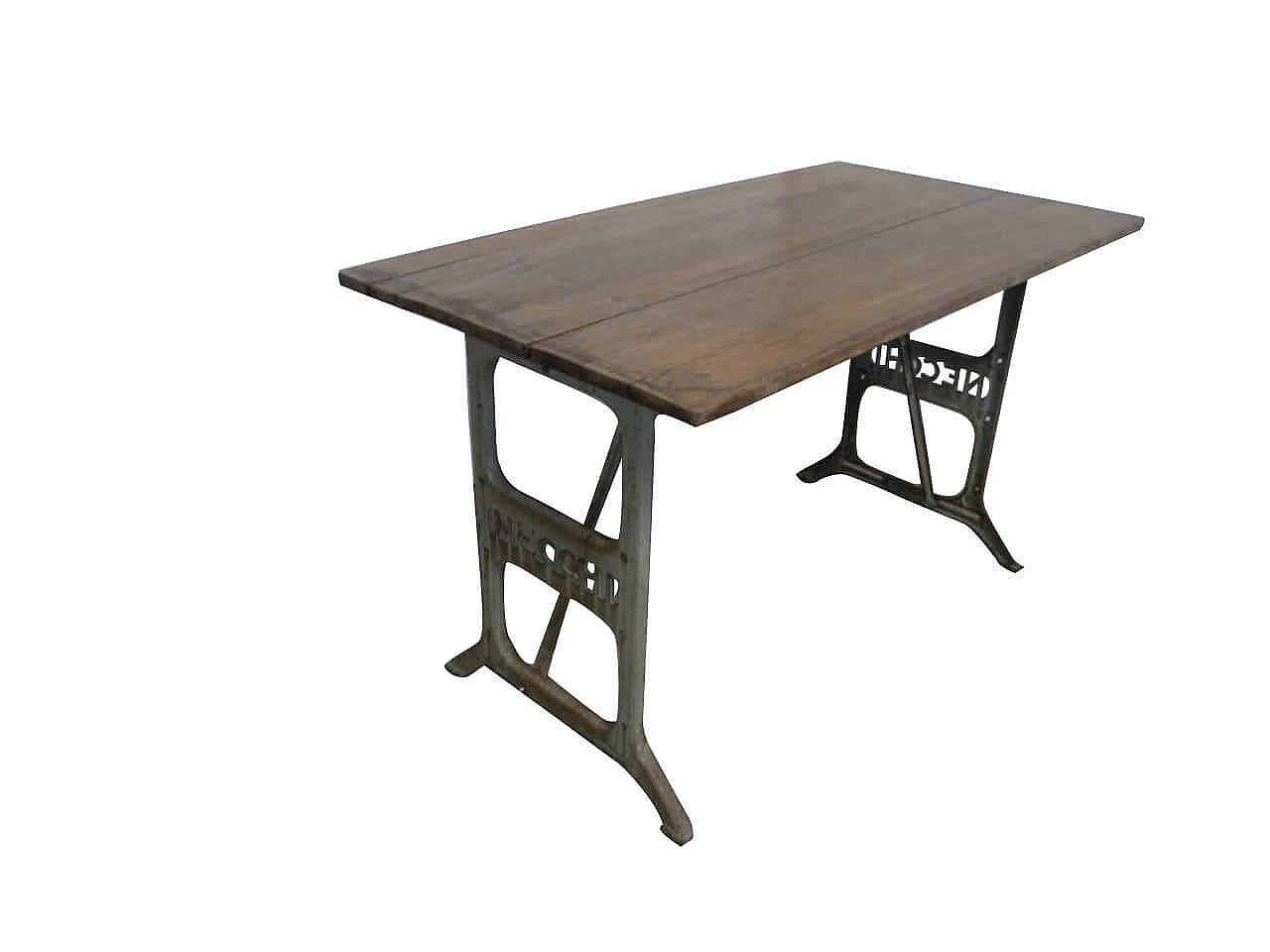 Table with cast iron base and beechwood top, 60s 1267290