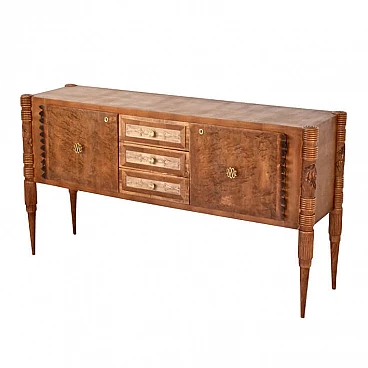 Credenza in acero, frassino e ottone di Pier Luigi Colli per Marelli, anni '50