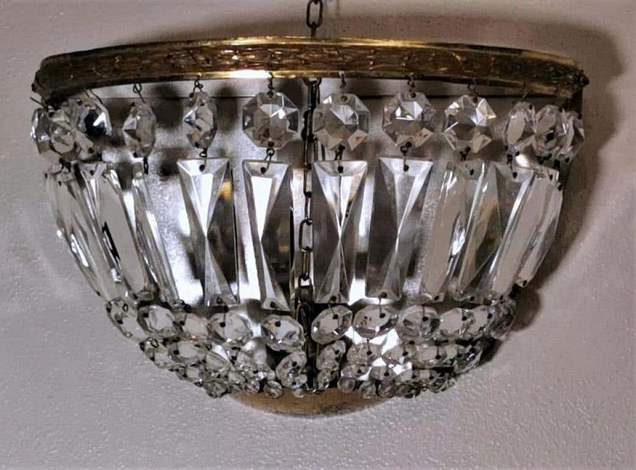Louis XVI style wall sconce in gilt brass and crystal, 50s 1267558
