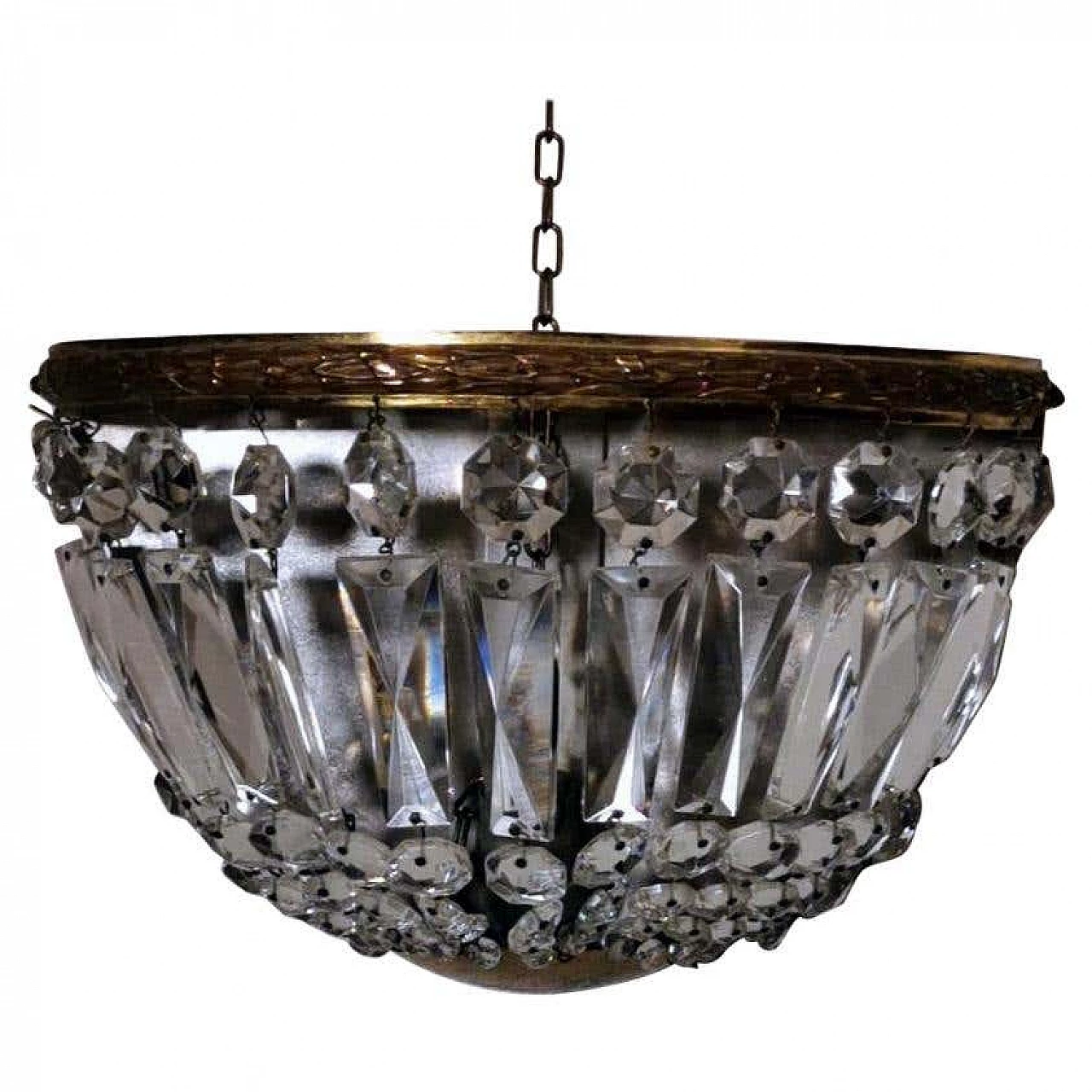 Louis XVI style wall sconce in gilt brass and crystal, 50s 1267571