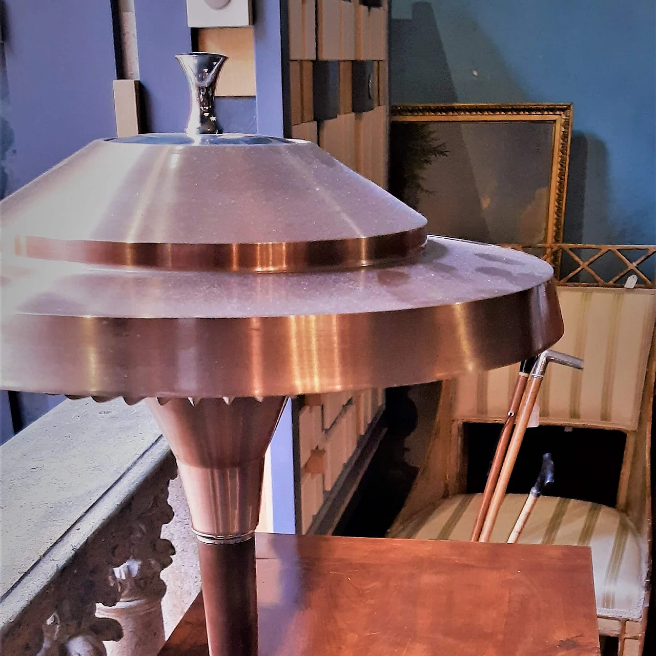 Ministerial table lamp in metal, 40s 1267587