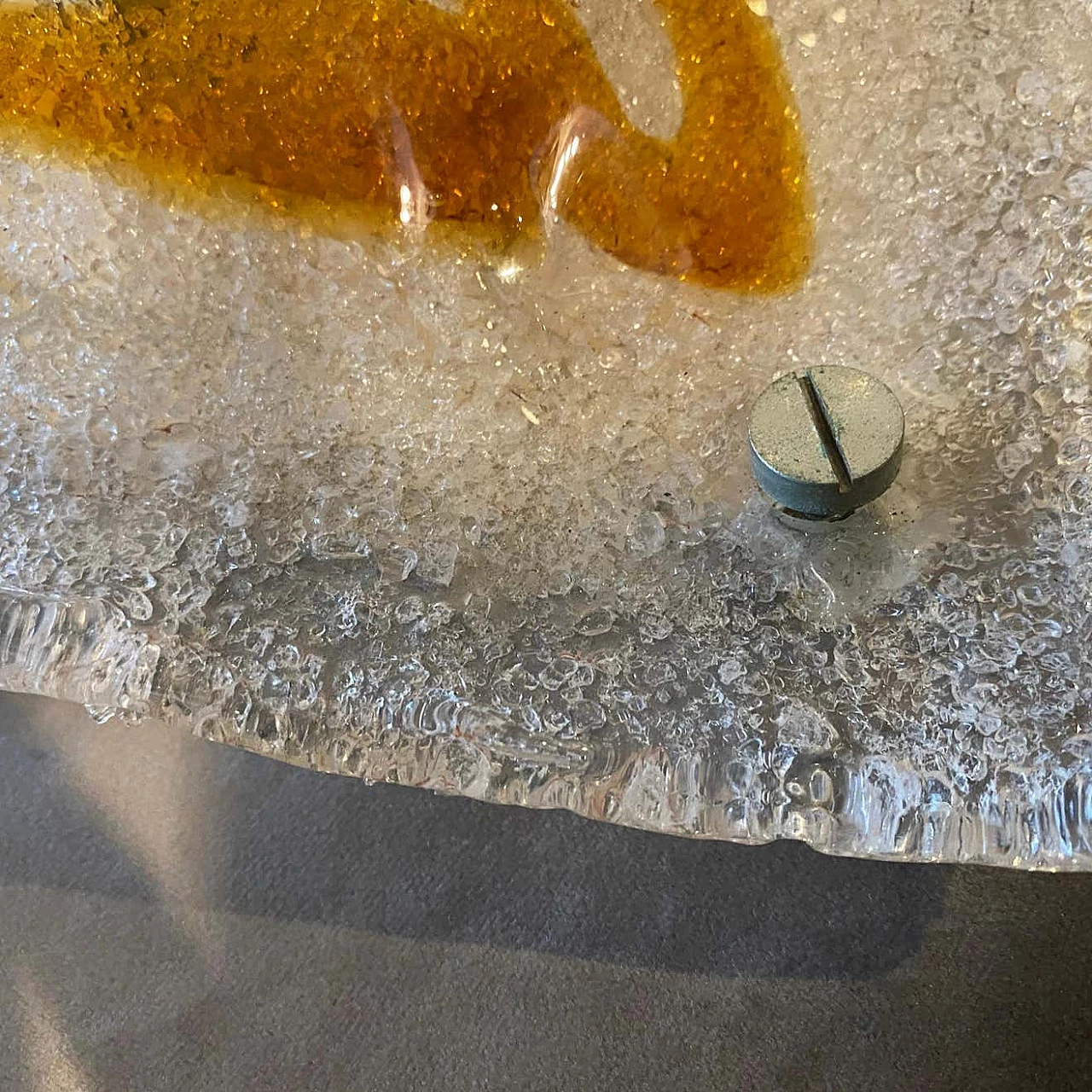 Coppia di appliques Space Age in vetro di Murano e metallo di Mazzega, anni '70 1267707