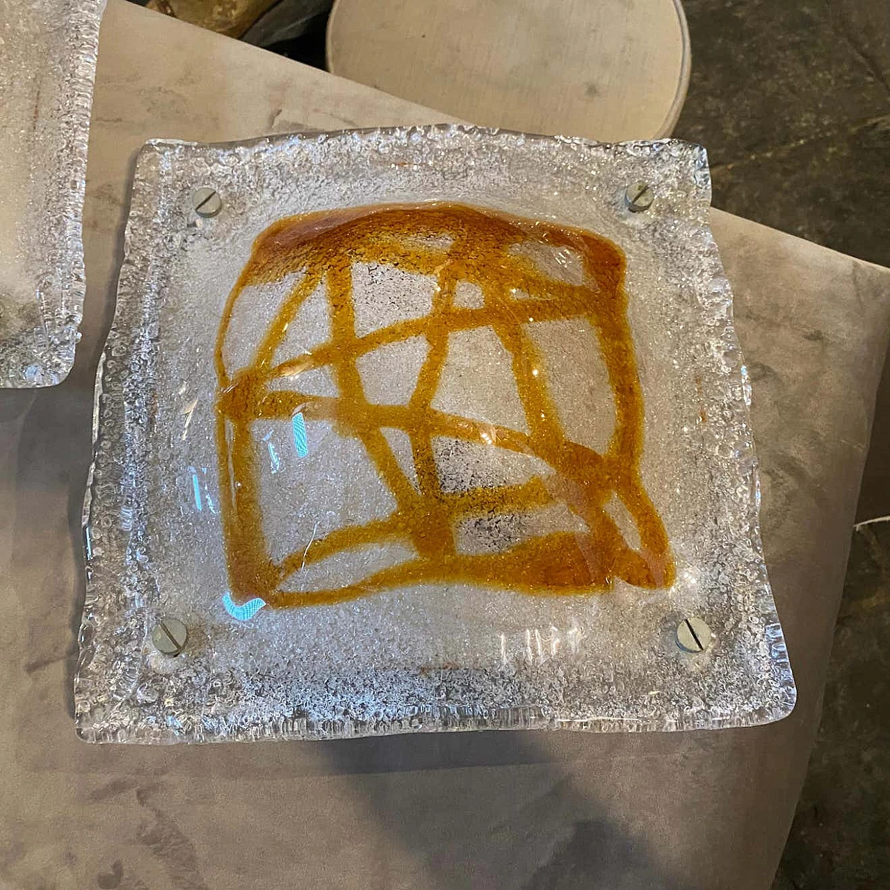 Coppia di appliques Space Age in vetro di Murano e metallo di Mazzega, anni '70 1267708