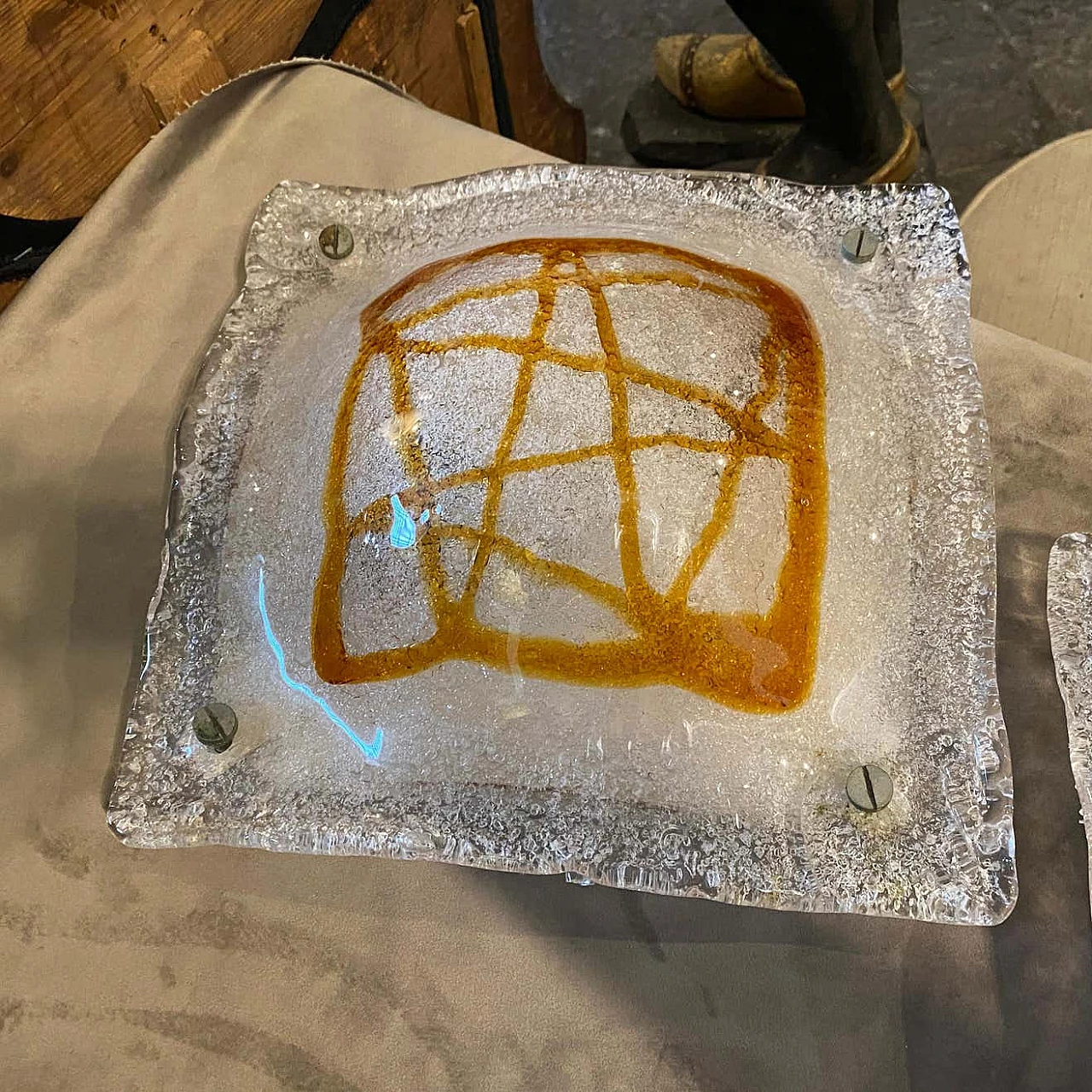 Coppia di appliques Space Age in vetro di Murano e metallo di Mazzega, anni '70 1267709