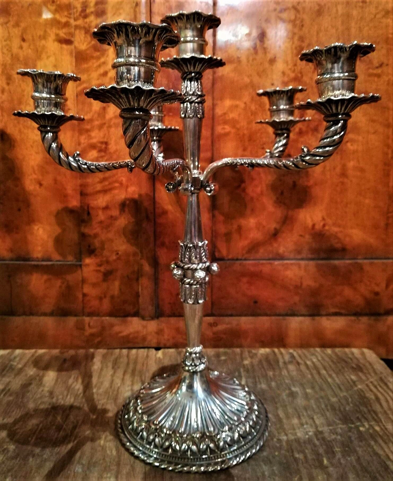Pair of six-flame candlesticks in silver, 20s 1267746