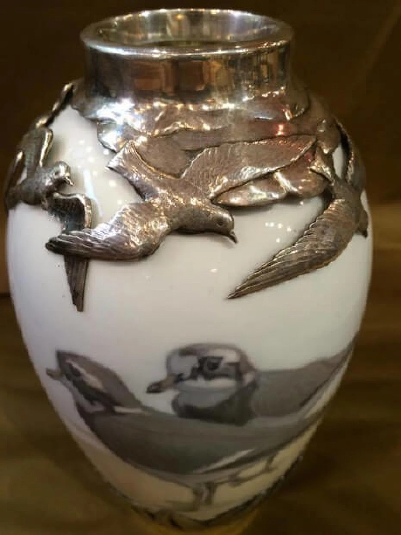 Vaso in ceramica e argento di Royal Copenhagen, anni '10 1267751