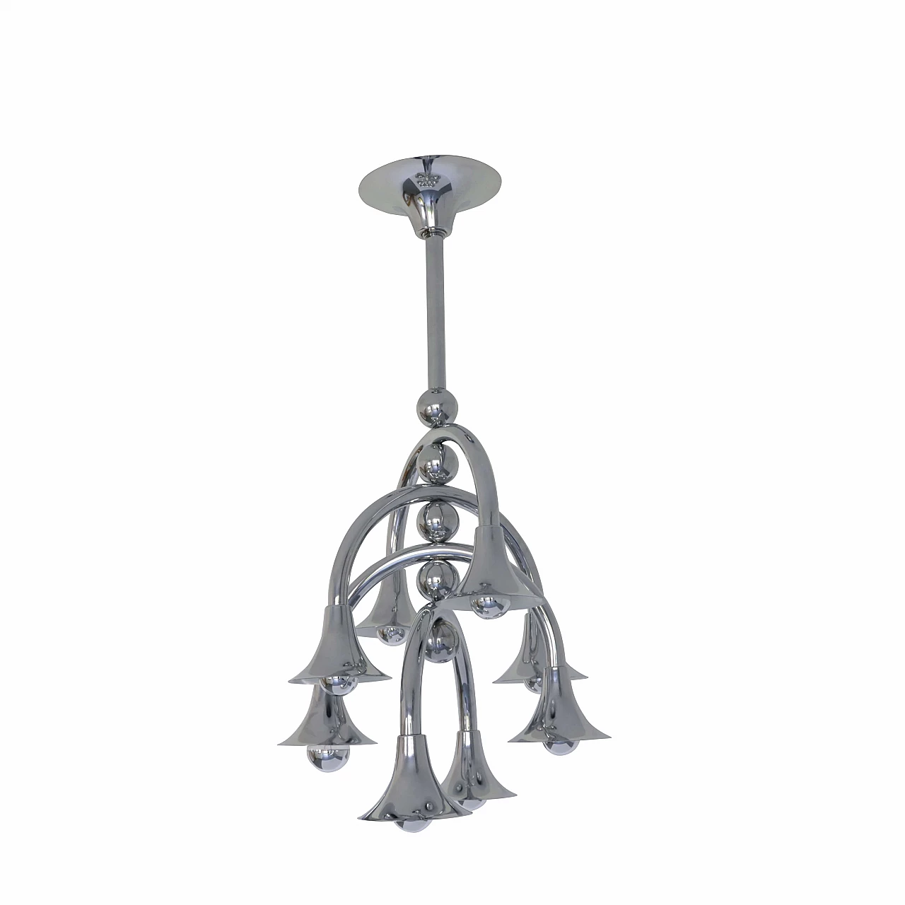Chromed chandelier in Reggiani style, 60s 1268201