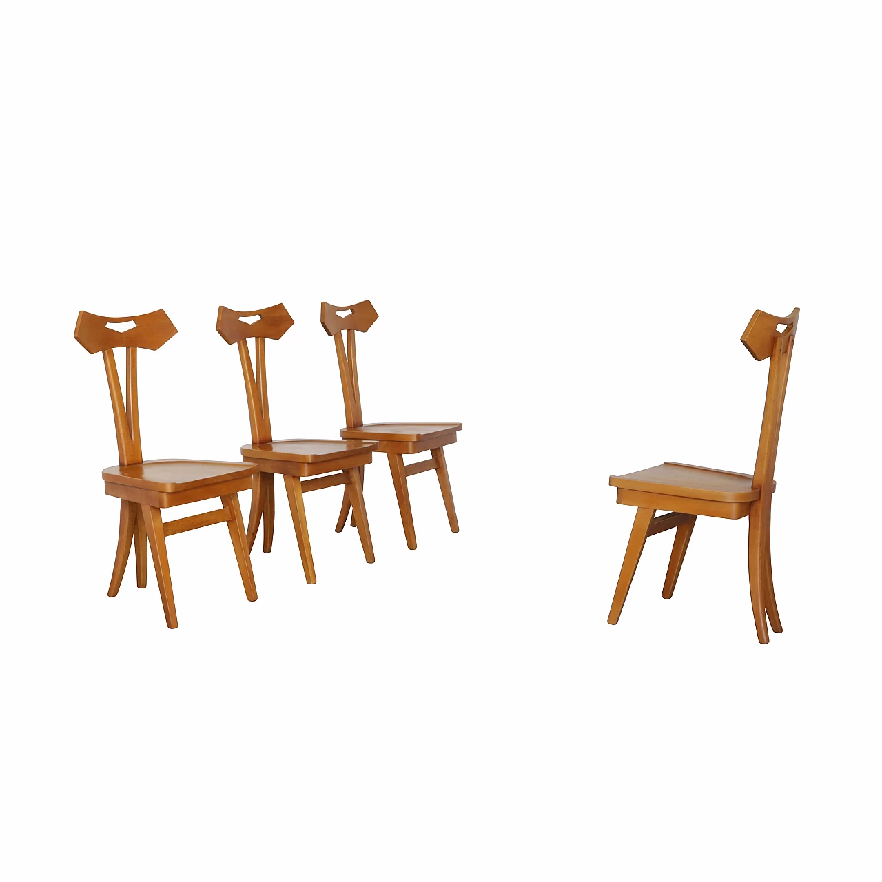 4 Sedie in legno di faggio attribuite a Giovanni Michelucci, anni '60 1268211