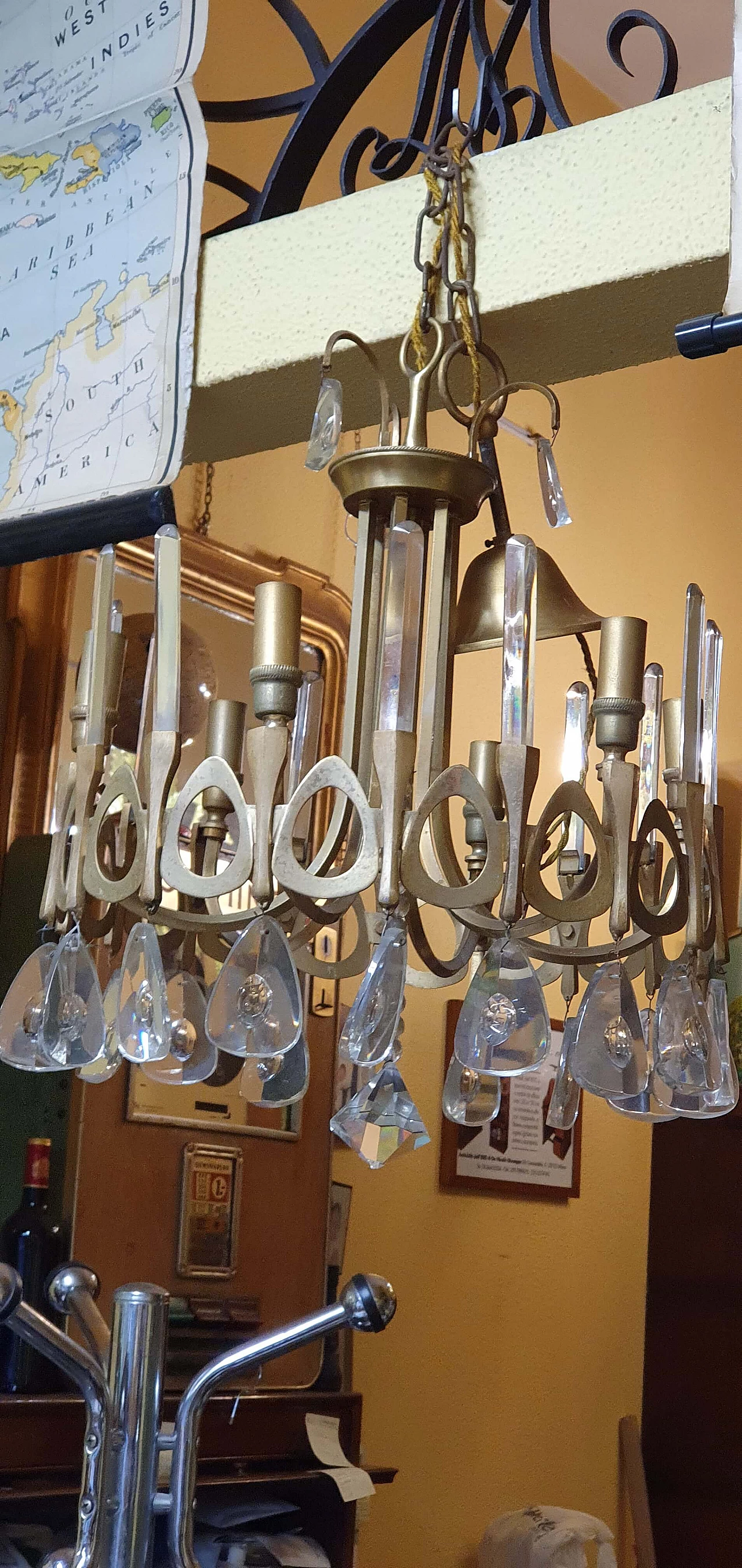 Brass and glass chandelier by Sciolari, 70s 1268235