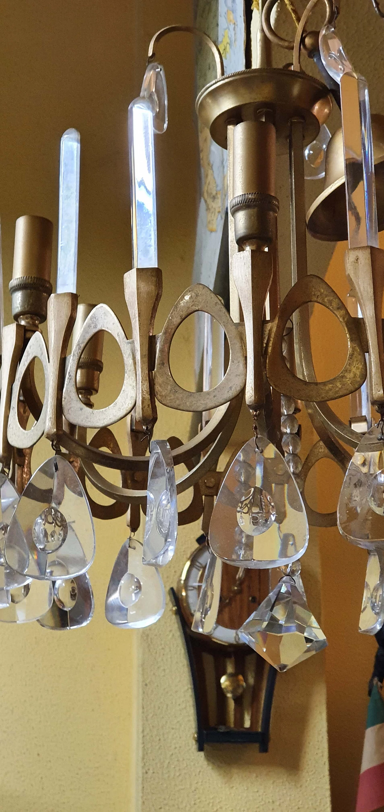 Brass and glass chandelier by Sciolari, 70s 1268239