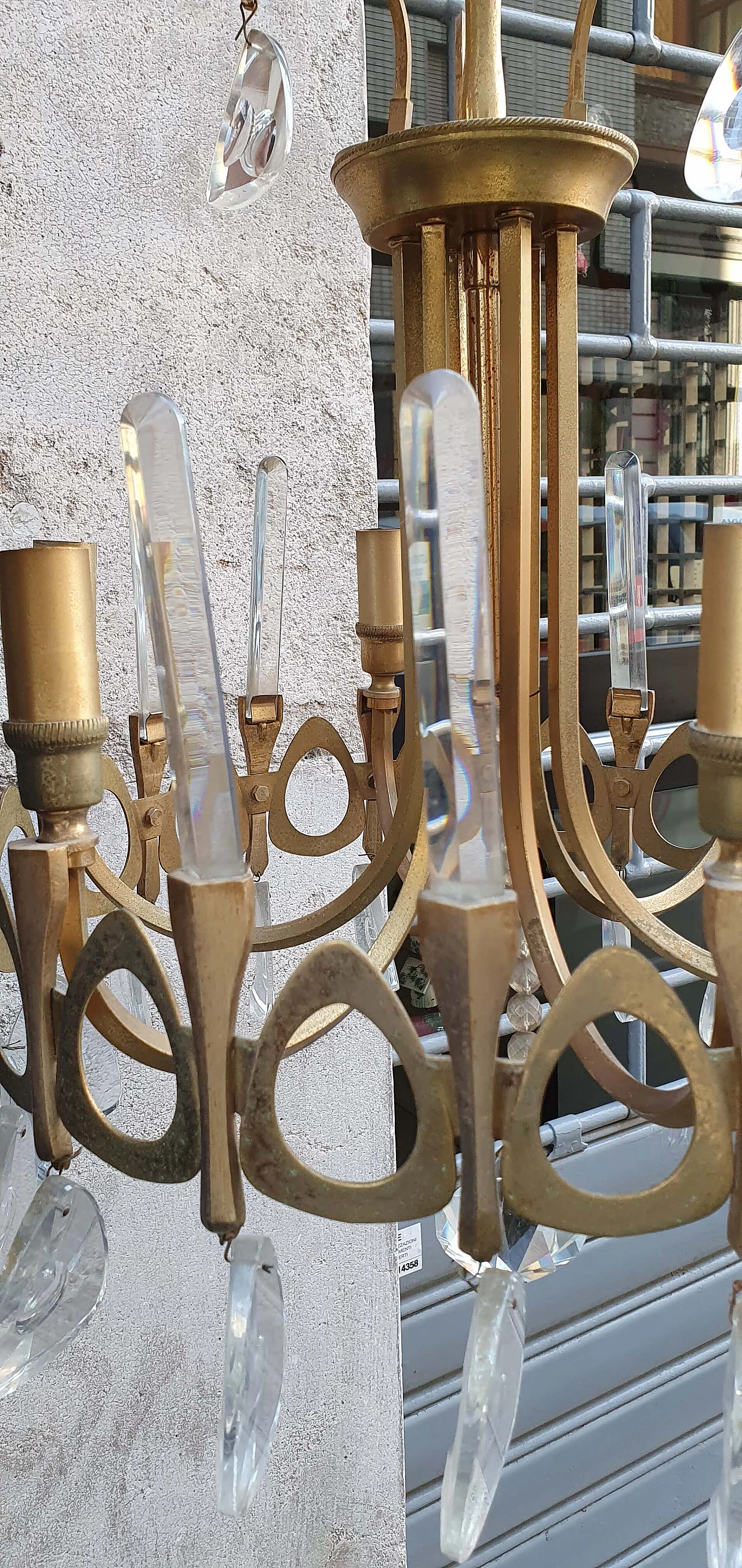 Brass and glass chandelier by Sciolari, 70s 1268245