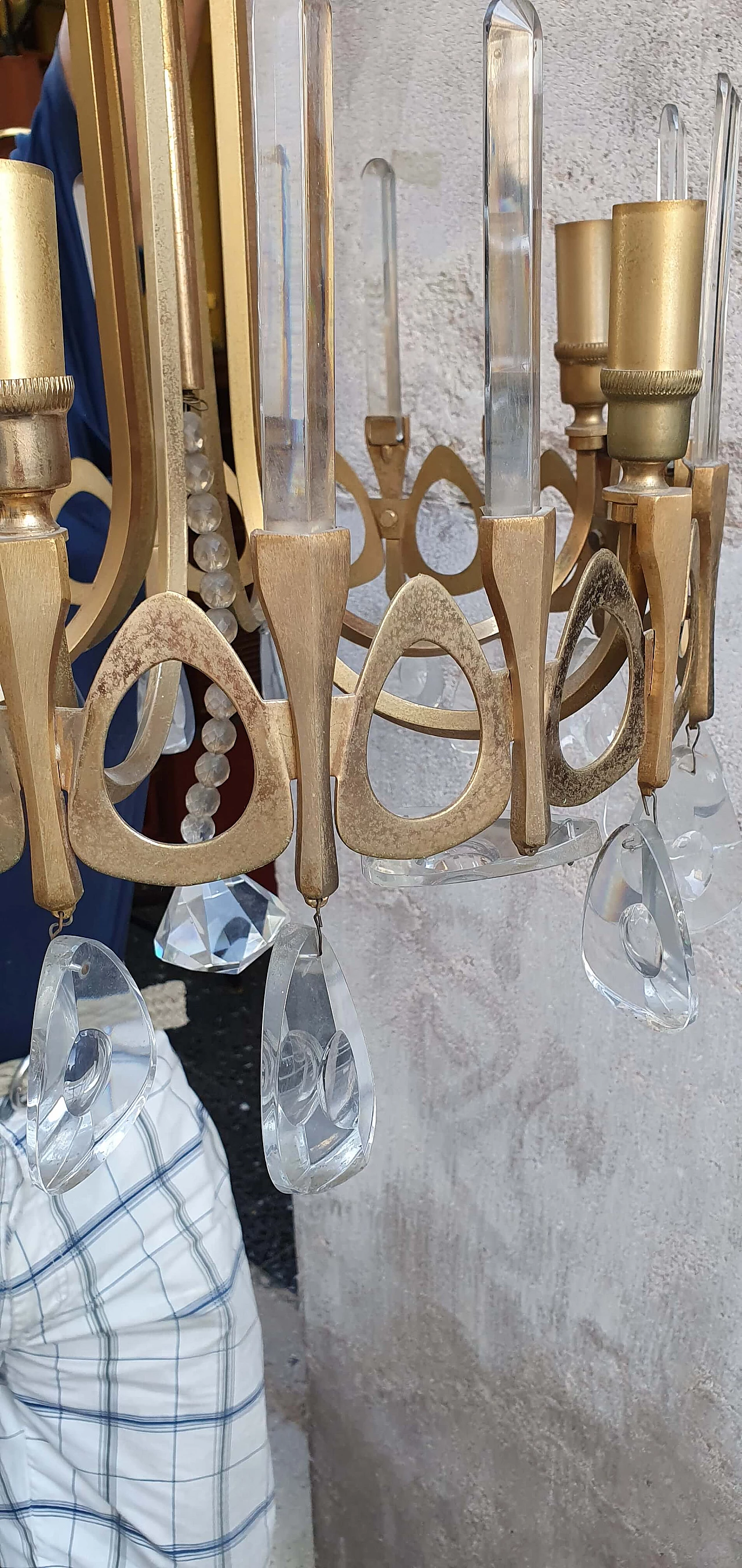 Brass and glass chandelier by Sciolari, 70s 1268250